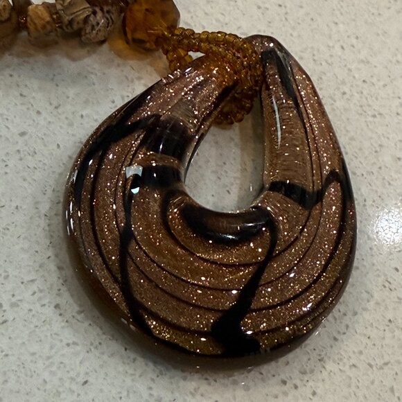 Art Glass and Jasper Artisan Necklace - Picture 3 of 9